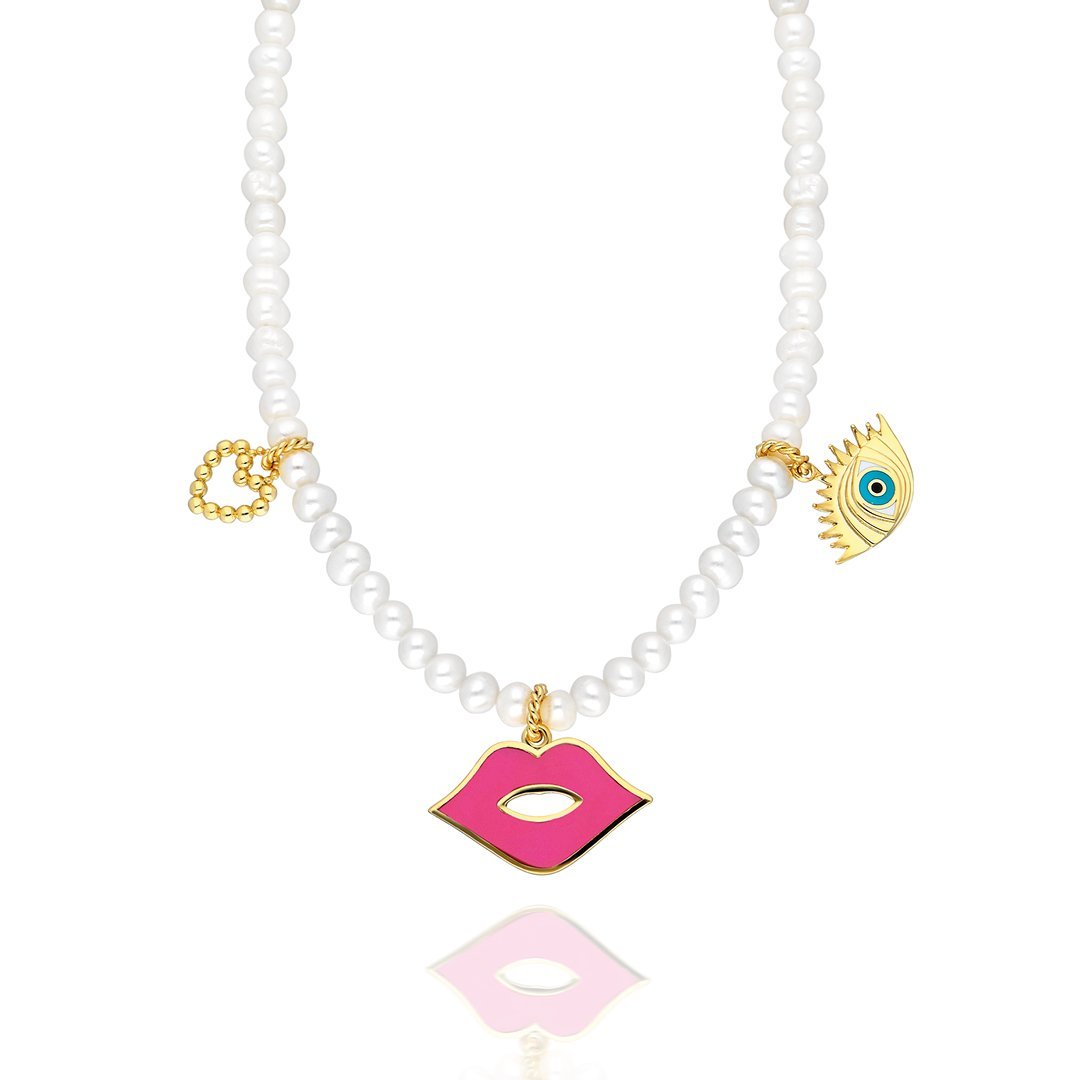 Charm Pembe Dudak İnci Kolye