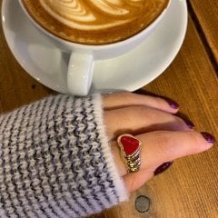 Puffed Heart Kırmızı Yüzük